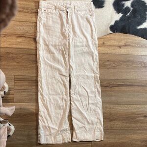 Hudson Balboa Midrise Slim Wide Leg white linen pants